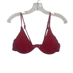Zaful Padded Underwire Bikini Swim Top Womens Medium Red New Textured